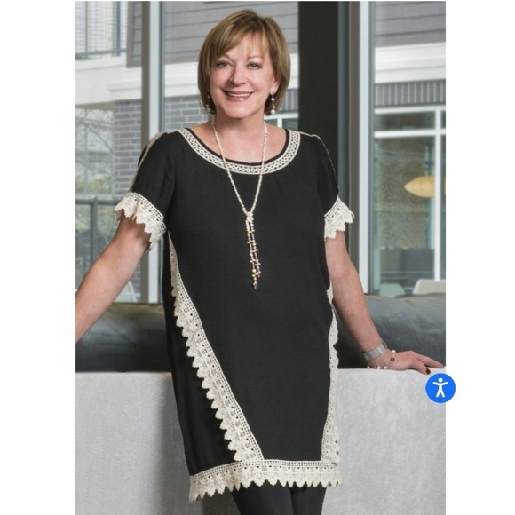 THML Dresses & Skirts - THML Mini Dress with Black & White Embroidery. Size Small